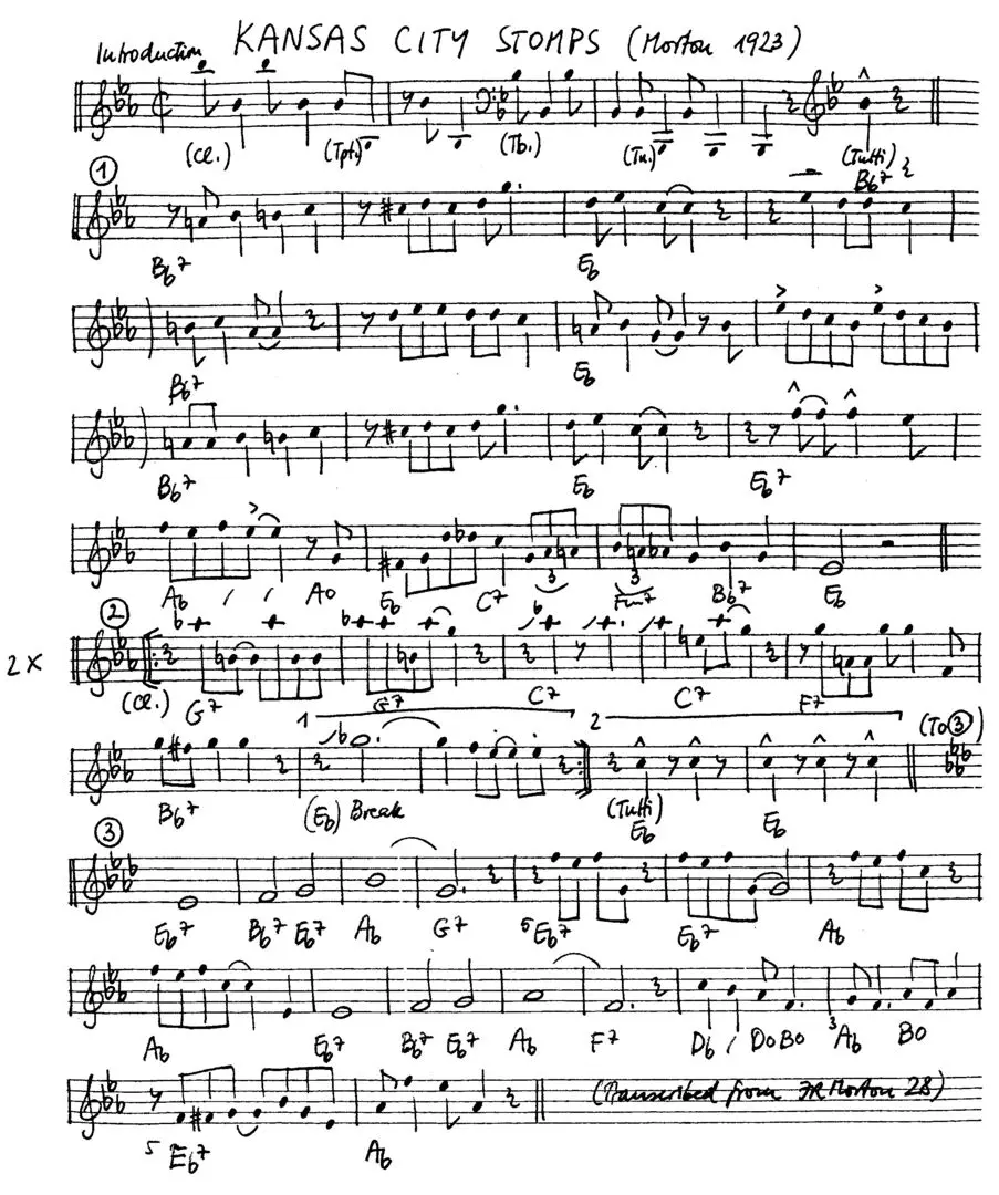 kansas city stomps free jazz leadsheet - Courtesy of the Jungle Jazz Band